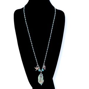 LANE BRYANT anchors away sea foam green beaded beach necklace​